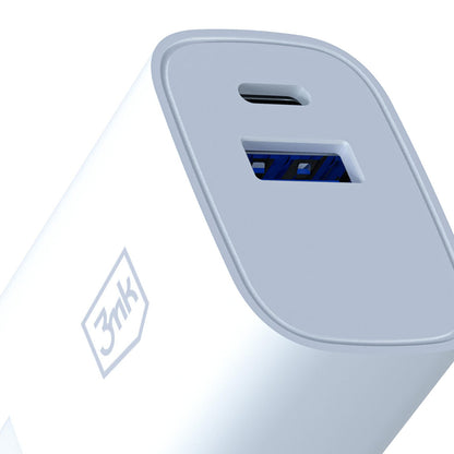 Nätadapter 3MK FlowPower, 30W, 1 x USB-A - 1 x USB-C, Vit