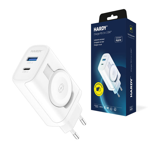 Nätverksladdare 3MK Hardy 2in1, 33W, 3A, 1 x USB-A - 1 x USB-C, Vit