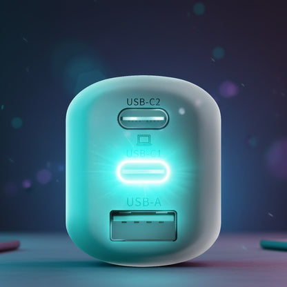 Nätadapter 3MK HyperCharger, 65W, 5A, 1 x USB-A - 2 x USB-C, Vit