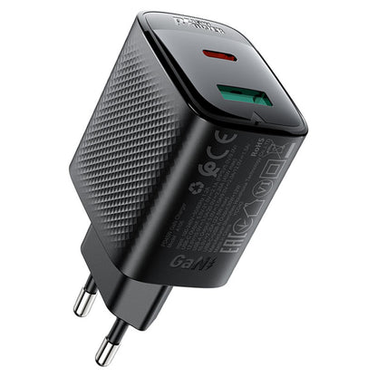Nätverksladdare Acefast A106, 45W, 3A, 1 x USB-A - 1 x USB-C, Svart