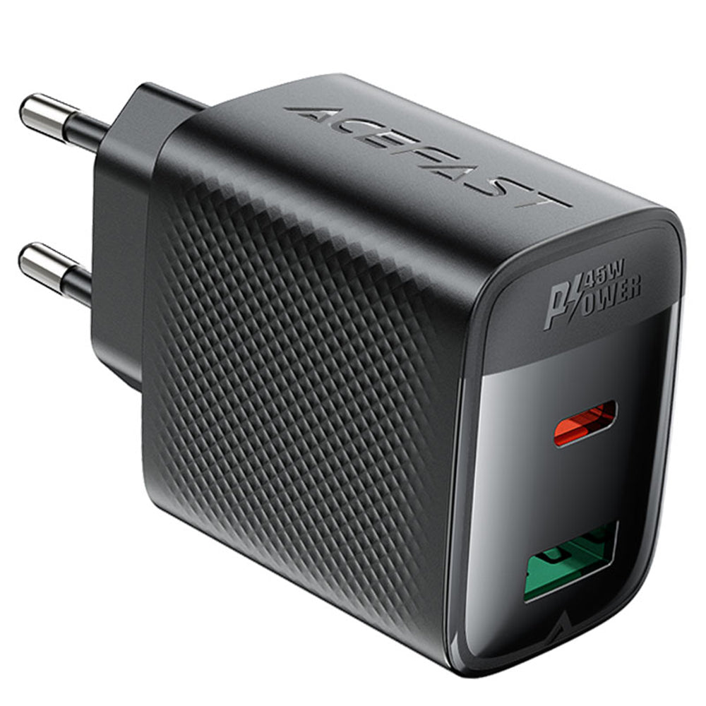 Nätverksladdare Acefast A106, 45W, 3A, 1 x USB-A - 1 x USB-C, Svart