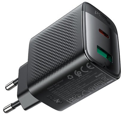 Nätverksladdare Acefast A106, 45W, 3A, 1 x USB-A - 1 x USB-C, Svart