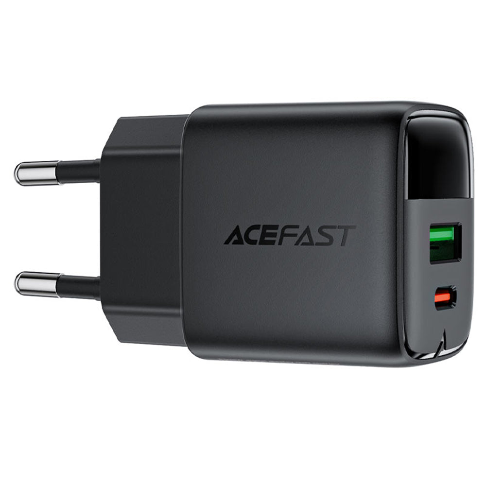 Nätverksladdare Acefast A116 Display, 35W, 3A, 1 x USB-A - 1 x USB-C, Svart