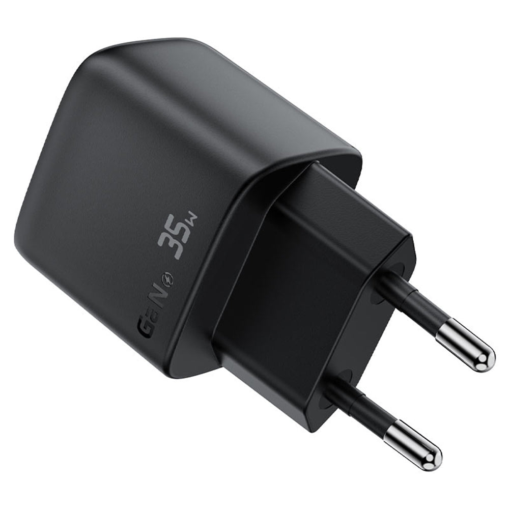 Nätverksladdare Acefast A116 Display, 35W, 3A, 1 x USB-A - 1 x USB-C, Svart