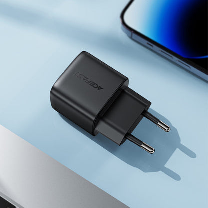 Nätverksladdare Acefast A116 Display, 35W, 3A, 1 x USB-A - 1 x USB-C, Svart