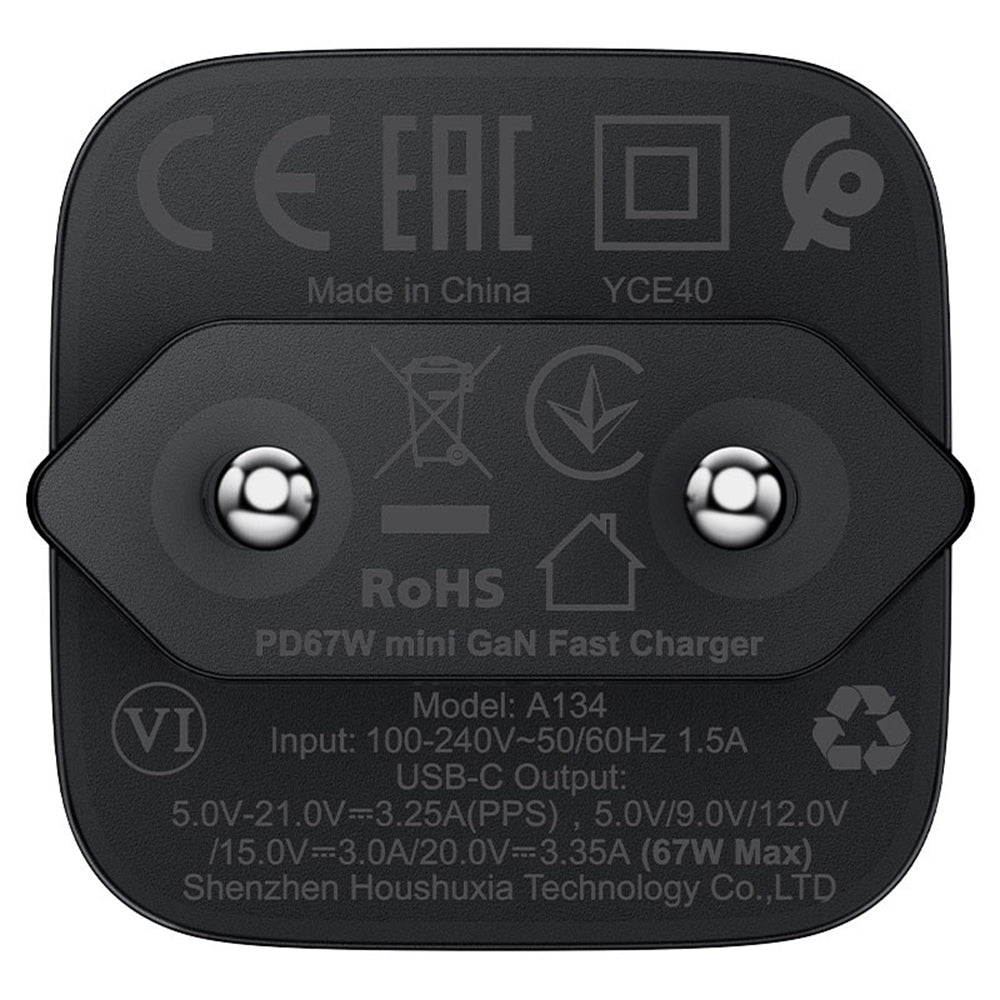 Acefast A134 Network Charger, 67W, 3.35A, 1 x USB-C, Black