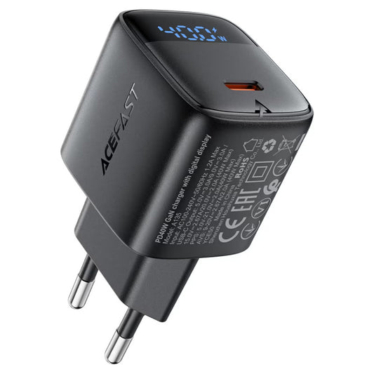 Acefast A135 Nätverksladdare Display, 45W, 3A, 1 x USB-C, Svart