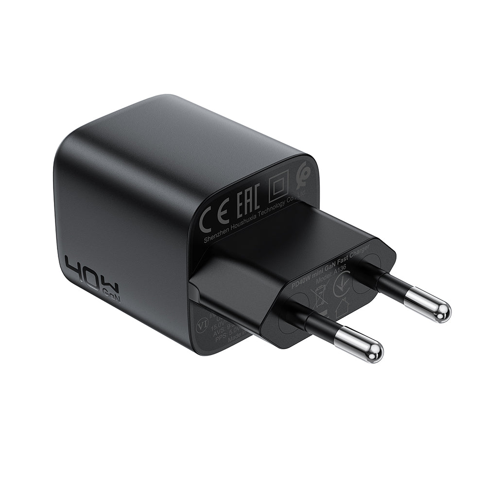 Nätverksladdare Acefast A136, 40W, 3A, 1 x USB-C, Svart