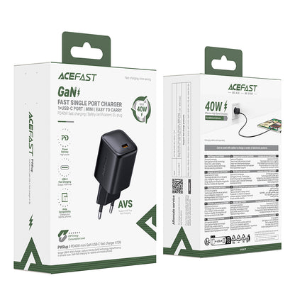 Nätverksladdare Acefast A136, 40W, 3A, 1 x USB-C, Svart