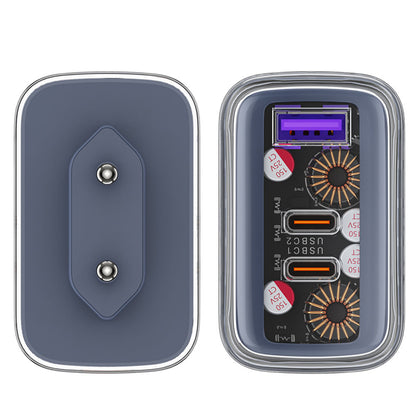 Acefast A45 Exploration Nätverksladdare, 65W, 3.25A, 1 x USB-A - 2 x USB-C, Grå