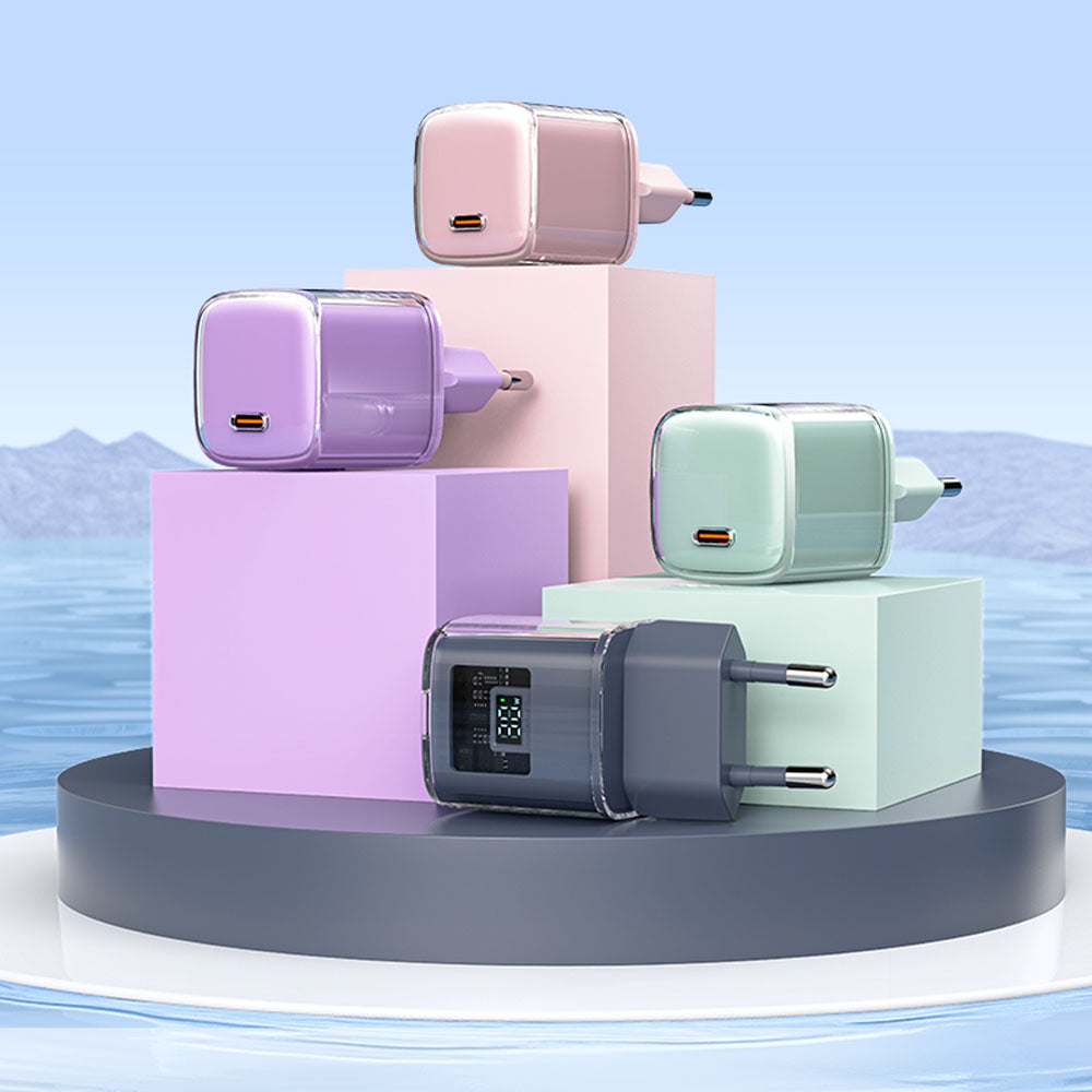 Nätverksladdare Acefast A53 Sparkling Display, 30W, 3A, 1 x USB-C, Lila