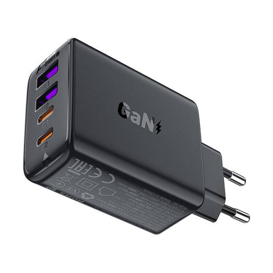 Nätadapter Acefast A61, 45W, 3A, 2 x USB-A - 2 x USB-C, Svart