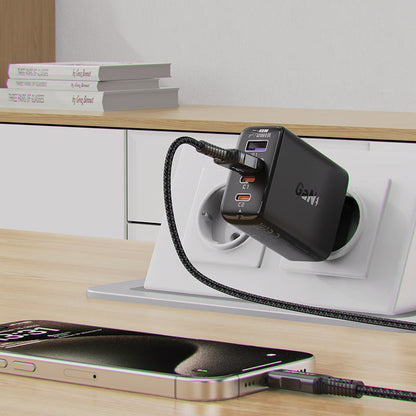 Nätadapter Acefast A61, 45W, 3A, 2 x USB-A - 2 x USB-C, Svart