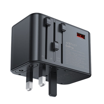 Acefast Travel Z1 nätverksladdare, 75W, 3.35A, 2 x USB-A - 3 x USB-C, Svart