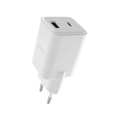 Nätverksladdare Allity. ATC-01-30WAC Mini, 30W, 3A, 1 x USB-A - 1 x USB-C, Vit