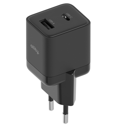 Allity Nätverksladdare. ATC-01-30WAC Mini, 30W, 3A, 1 x USB-A - 1 x USB-C, Svart