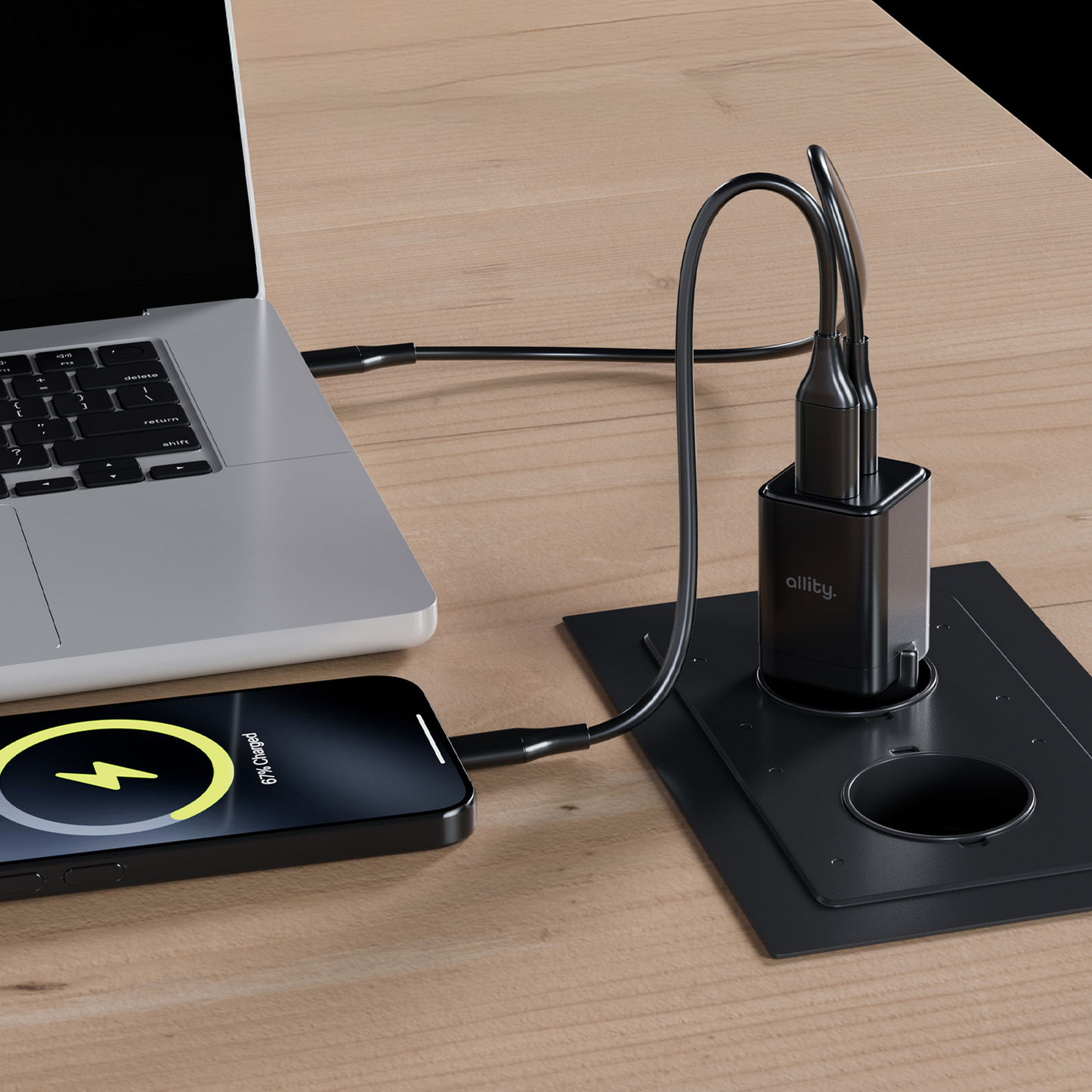Allity Nätverksladdare. ATC-01-30WAC Mini, 30W, 3A, 1 x USB-A - 1 x USB-C, Svart