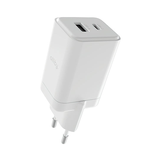 Allity Network Charger. ATC-01-45WCC Fast, 45W, 3A, 1 x USB-A - 1 x USB-C, White