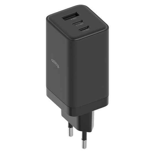 Allity Nätverksladdare. ATC-01-65WACC Fast, 65W, 3.25A, 1 x USB-A - 2 x USB-C, Svart