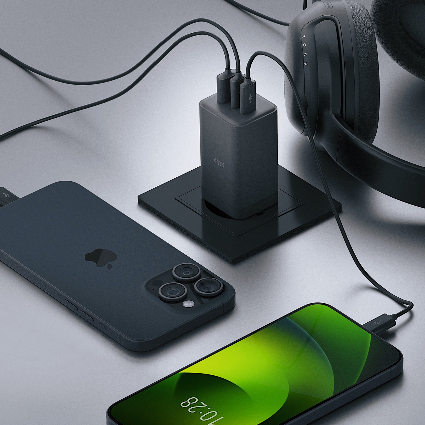 Allity Nätverksladdare. ATC-01-65WACC Fast, 65W, 3.25A, 1 x USB-A - 2 x USB-C, Svart