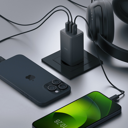 Allity Nätverksladdare. ATC-01-65WACC Fast, 65W, 3.25A, 1 x USB-A - 2 x USB-C, Svart