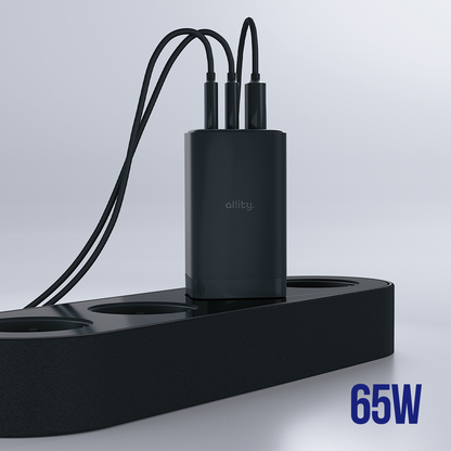 Allity Nätverksladdare. ATC-01-65WACC Fast, 65W, 3.25A, 1 x USB-A - 2 x USB-C, Svart