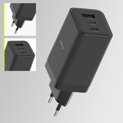 Allity Nätverksladdare. ATC-01-65WACC Fast, 65W, 3.25A, 1 x USB-A - 2 x USB-C, Svart