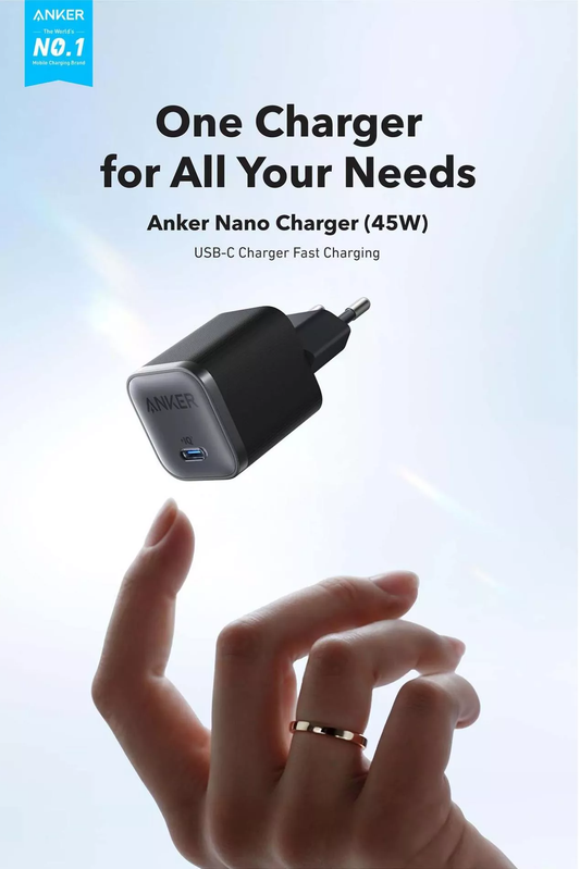 Anker Nano Nätadapter, 45W, 3A, 1 x USB-C, Svart A2692L11