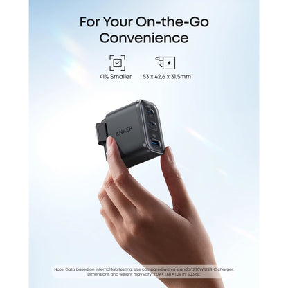 Anker Nano Nätverksladdare, 70W, 3.5A, 1 x USB-A - 2 x USB-C, Svart A121AL11