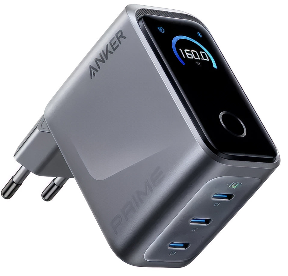 Anker Prime Nätverksladdare, 160W, 5.36A, 3 x USB-C, Grå A2687341