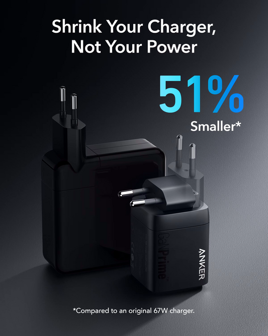 Anker Prime nätadapter, 67W, 5A, 1 x USB-A - 2 x USB-C, svart, återförsluten A2669313