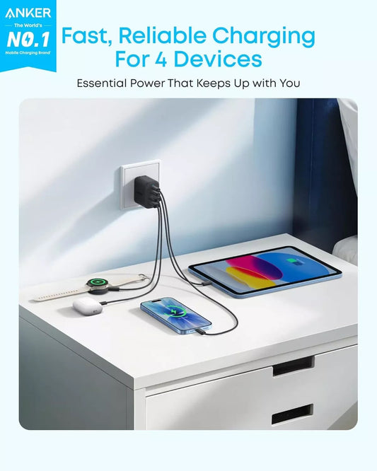Anker Zolo nätadapter, 50W, 3A, 2 x USB-A - 2 x USB-C, svart A121EG11