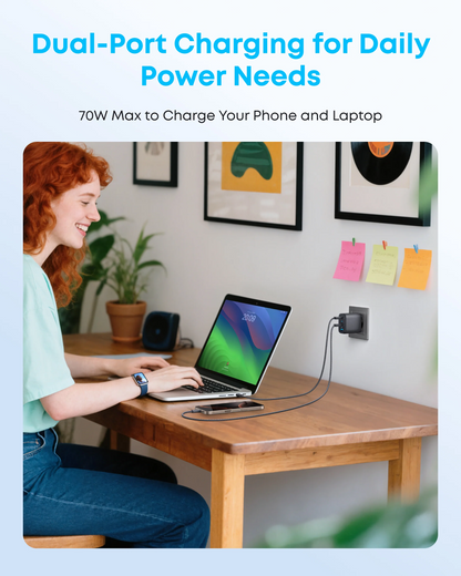 Anker Zolo nätadapter, 70W, 1 x USB-A - 3 x USB-C, svart A121CG11