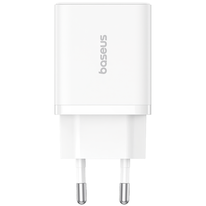 Baseus Cube nätverksladdare, 20W, 3A, 1 x USB-A - 1 x USB-C, Vit P10111403213-00