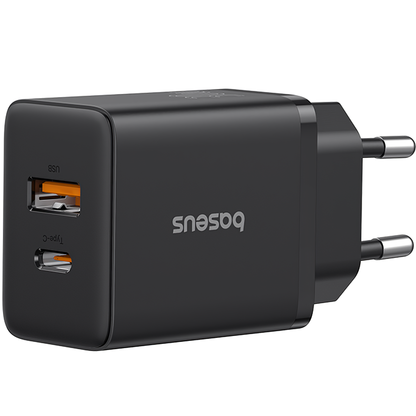Baseus Cube nätverksladdare, 20W, 3A, 1 x USB-A - 1 x USB-C, Svart P10111403113-00