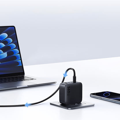 Baseus EnerFill FH11 nätverksladdare, 140W, 5A, 1 x USB-A - 3 x USB-C, Svart E0121J00
