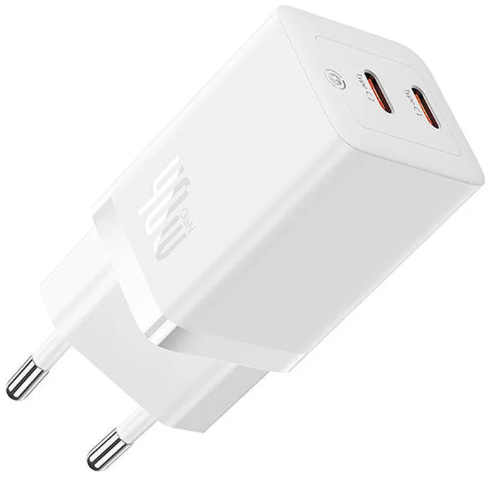 Nätverksladdare Baseus GaN5 Pro, 40W, 3A, 2 x USB-C, Vit CCGP180102