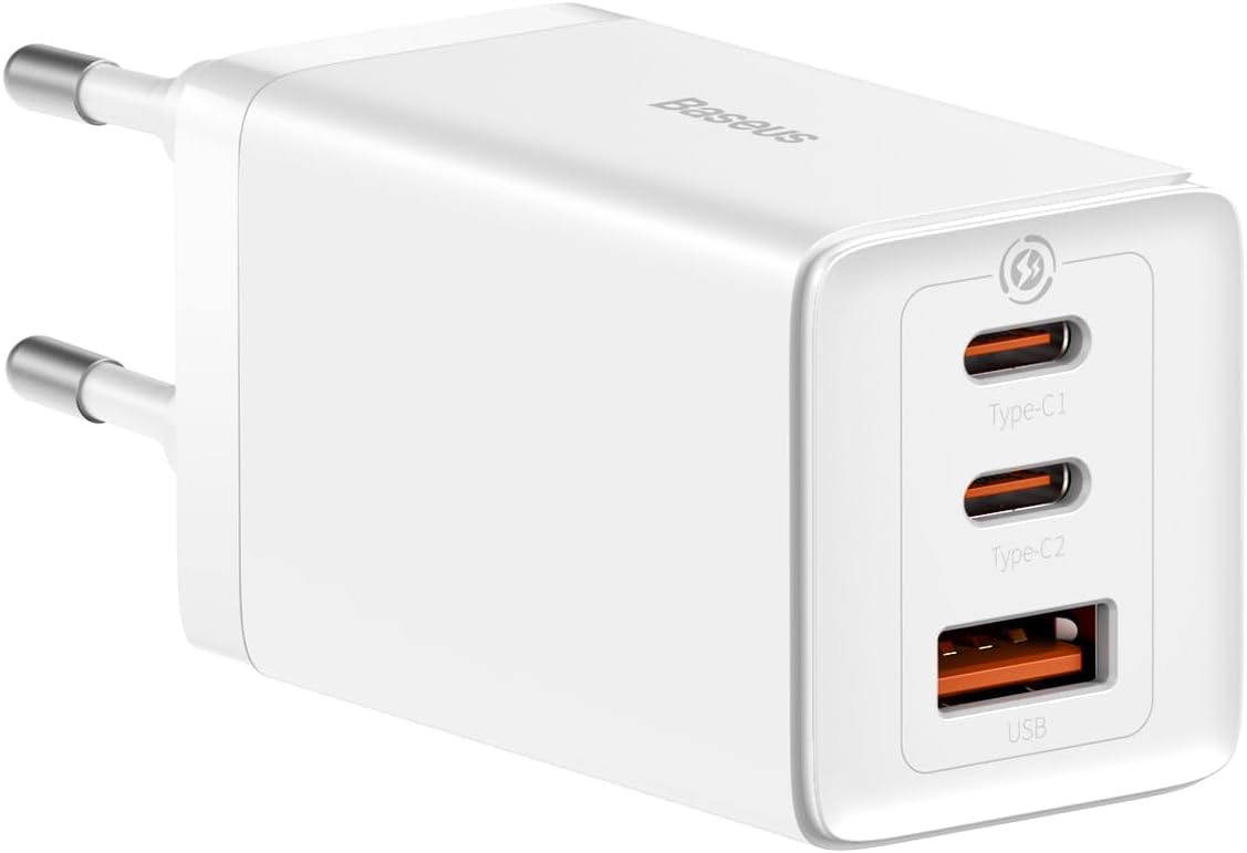 Nätverksladdare Baseus GaN5 Pro, 65W, 3.25A, 1 x USB-A - 2 x USB-C, Vit CCGP120202