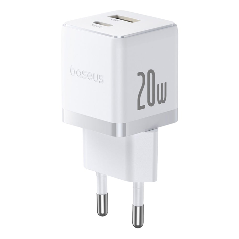 Baseus Palm nätverksladdare, 20W, 3A, 1 x USB-A - 1 x USB-C, Vit CCZC20UE