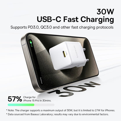 Baseus Palm Nätverksladdare, 30W, 3A, 1 x USB-C, Vit P10111605213-00