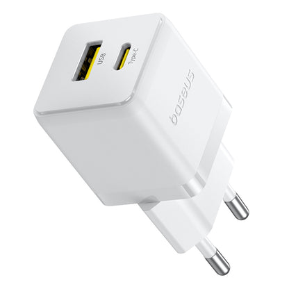Baseus Palm nätverksladdare, 30W, 3A, 1 x USB-A - 1 x USB-C, Vit P1011160A213-00