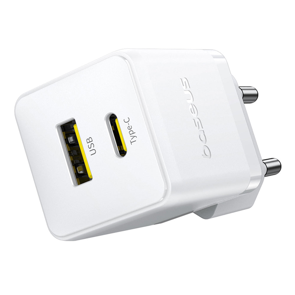 Baseus Palm nätverksladdare, 30W, 3A, 1 x USB-A - 1 x USB-C, Vit P1011160A213-00