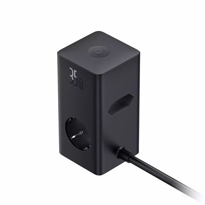 Baseus PowerCombo nätverksladdare, 35W, 5A, 2 x USB-A - 2 x USB-C - 3 x Schuko, Svart, Återsigillad E00023606113-00