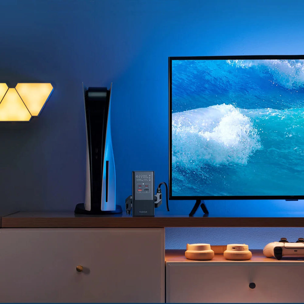 Baseus PowerCombo nätverksladdare, 35W, 5A, 2 x USB-A - 2 x USB-C - 3 x Schuko, Svart, Återsigillad E00023606113-00