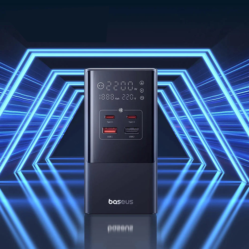 Baseus PowerCombo nätverksladdare, 35W, 5A, 2 x USB-A - 2 x USB-C - 3 x Schuko, Svart, Återsigillad E00023606113-00