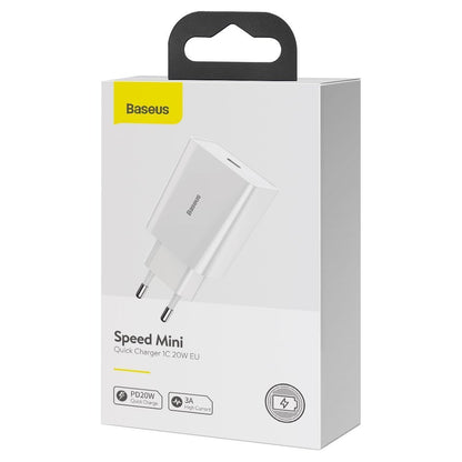 Nätverksladdare Baseus Speed Mini, 20W, 3A, 1 x USB-C, Vit CCFS-SN02