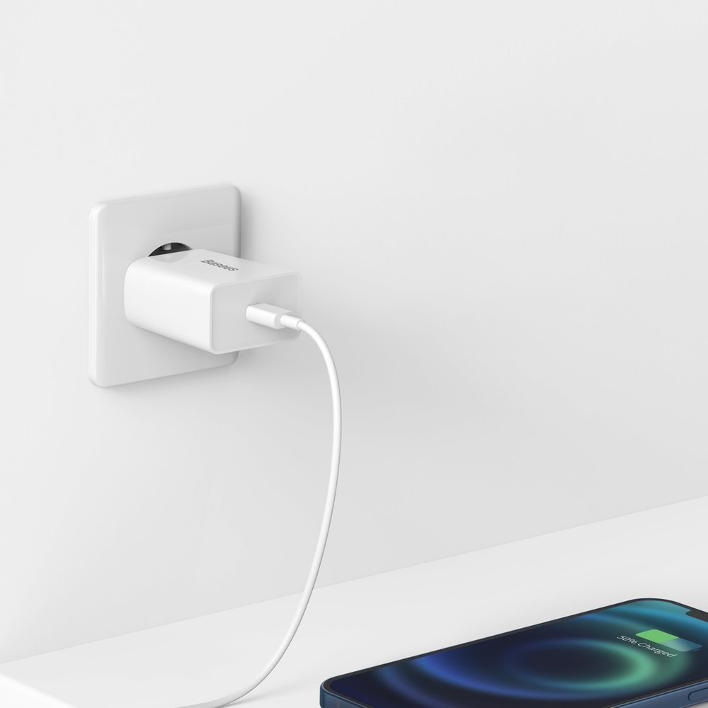 Nätverksladdare Baseus Speed Mini, 20W, 3A, 1 x USB-C, Vit CCFS-SN02