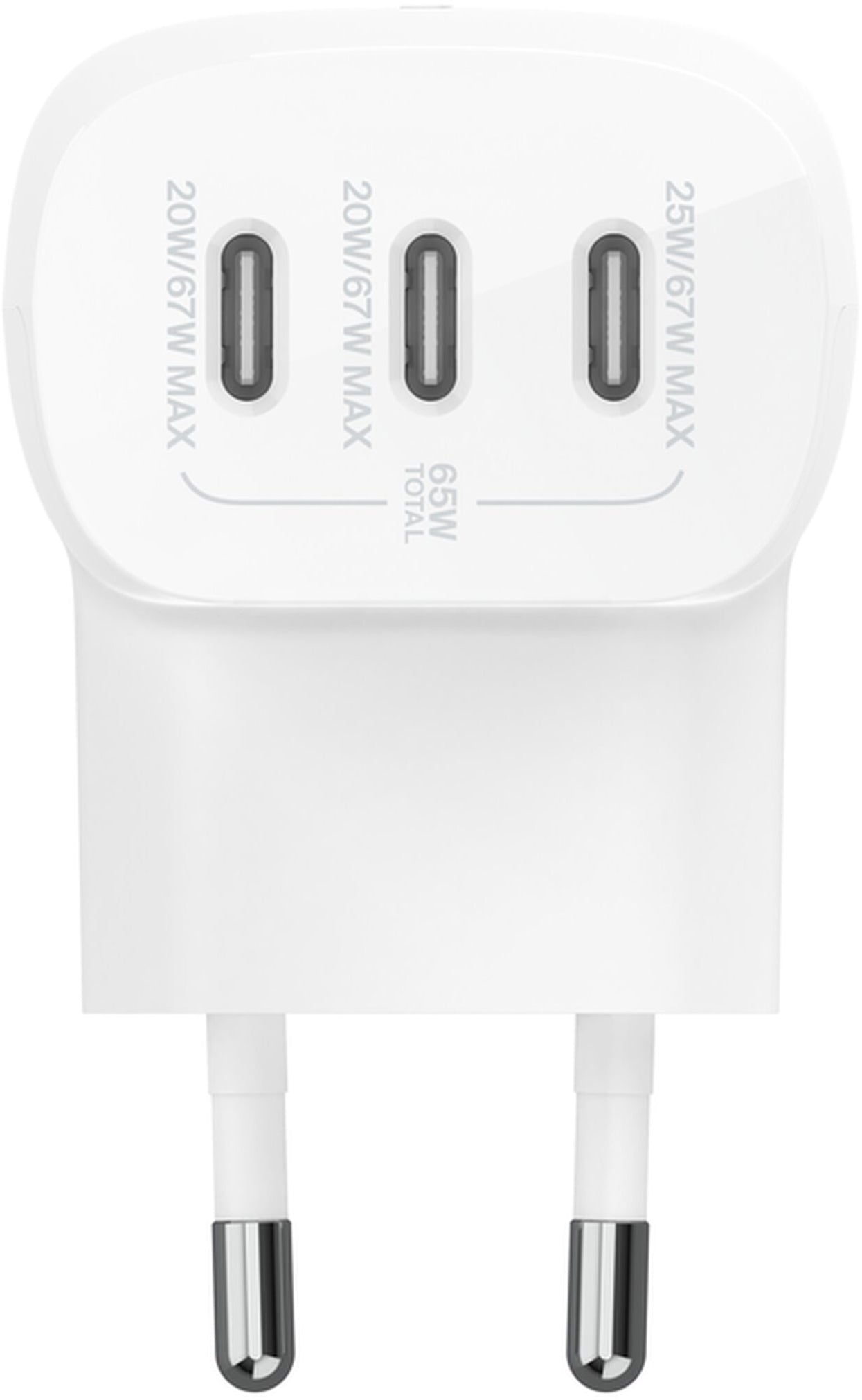 Belkin BoostCharge nätadapter, 67W, 3A, 3 x USB-C, Vit WCC002vfWH