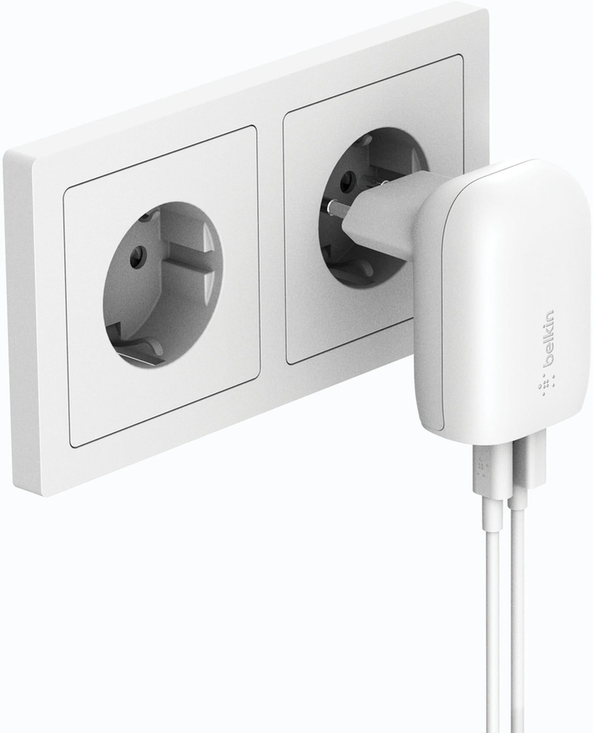Belkin BoostCharge Dual Nätadapter, 37W, 3A, 1 x USB-A - x USB-C, Vit WCB007vfWH