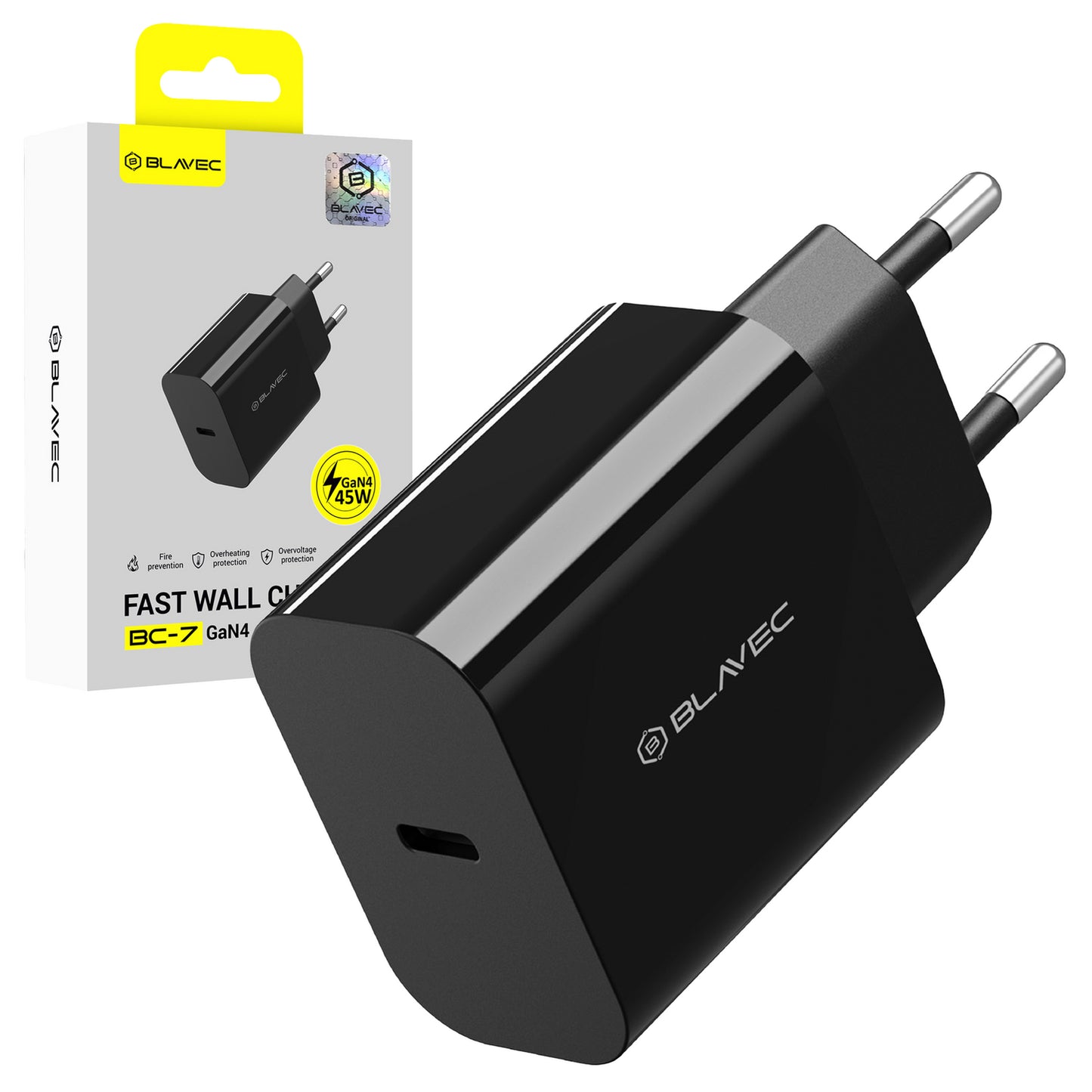 Nätverksladdare Blavec BC-7, 45W, 3A, 1 x USB-C, Svart